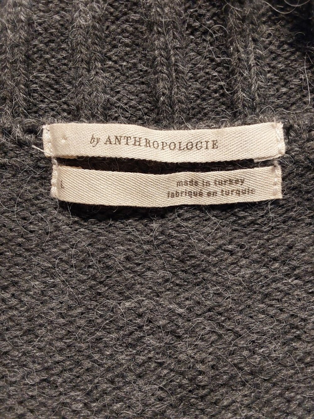 Anthropologie Oversized Cable Knit Gray Sweater Vest Boho/Preppy/Neutral- Lg - Picture 6 of 8